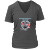 a womens grey v-neck by District featuring the OMG You're Home! Black Labrador Retriever dog design on the front. 