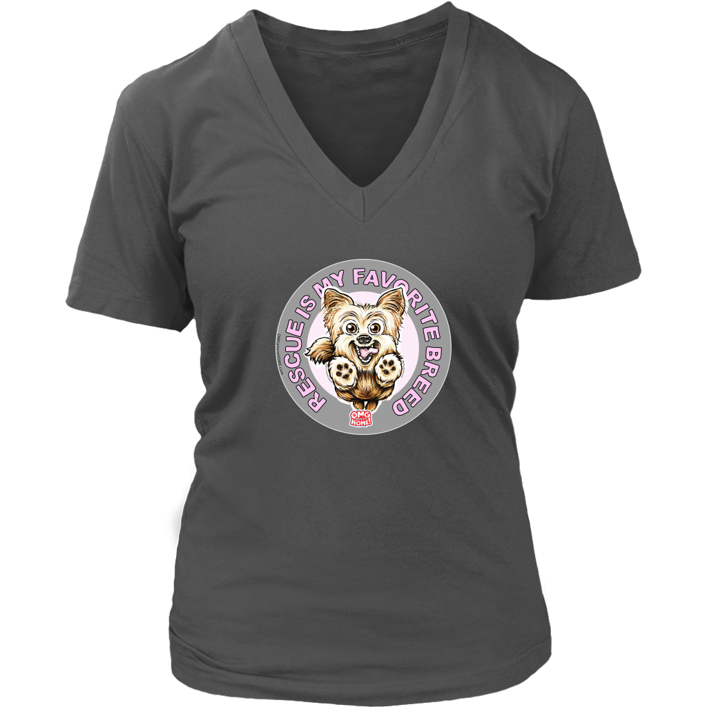 Rescue is My Favorite Breed - Yorkie - Womens V-Neck for the Yorkshire Terrier Dog Lover