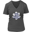 dog person design on a grey v-neck t-shirt for women dog lovers