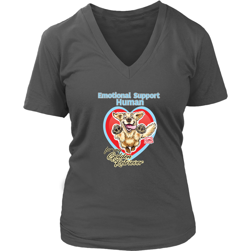 Emotional Support Human - Golden Retriever - District Womens V-Neck For Dog Lovers