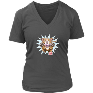 Red Nose Pitbull - District Womens V-Neck for Pit Bull Dog Lovers