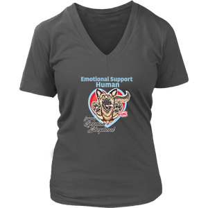 Emotional Support Human - German Shepherd Dog Design - Womens V-Neck for Dog Lovers