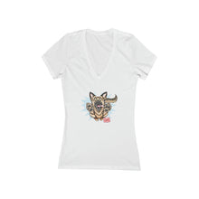 Load image into Gallery viewer, Women's Jersey Short Sleeve Deep V-Neck Tee - German Shepherd