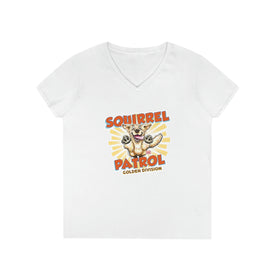 Playful Golden Retriever Puppy - Squirrel Patrol Ladies' V-Neck T-Shirt