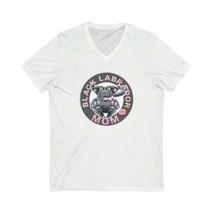 Black Labrador Retriever Dog Mom Jersey Short Sleeve V-Neck Tee