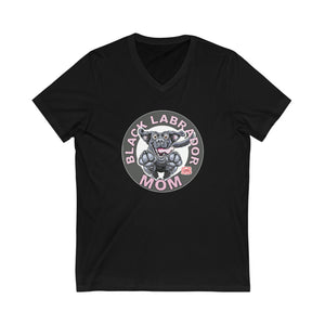 Black Labrador Retriever Dog Mom Jersey Short Sleeve V-Neck Tee