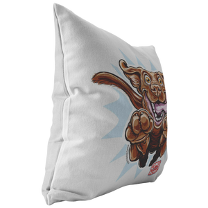 Happy Excited Chocolate Labrador Retriever Pillow