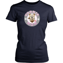 Load image into Gallery viewer, yorkie mom navy blue tshirt for yorkshire terrier dog lovers