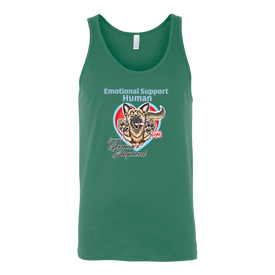 A green tank top with the original German Shepherd design by OMG You're Home