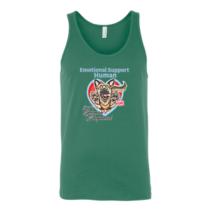 A green tank top with the original German Shepherd design by OMG You're Home