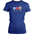 blue District Shirt featuring the Peace Love Yorkie dog design from OMG You're HOME!