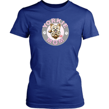 Load image into Gallery viewer, yorkie mom blue tshirt for yorkshire terrier dog lovers