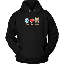 Load image into Gallery viewer, Peace Love Yorkie - Unisex Hoodie for the Yorkshire Terrier Dog Lover