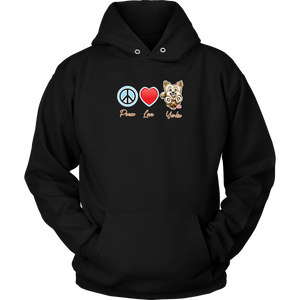 Peace Love Yorkie - Unisex Hoodie for the Yorkshire Terrier Dog Lover