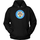 A black hoodie with the golden retriever mom design on the front