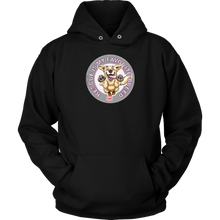 Load image into Gallery viewer, a black unisex hoodie tee features the original Golden Retriever dog artwork by OMG You&#39;re Home! 