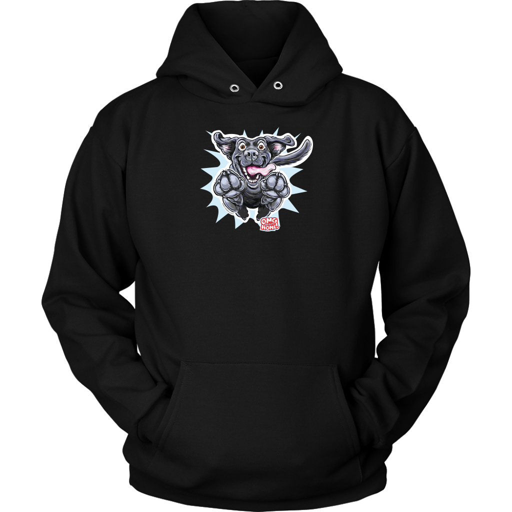 Happy Excited Jumping Black Labrador Retriever Dog - Unisex Hoodie for Dog Lovers