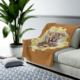 Happy Cute Yellow Labrador Puppy Dog Velveteen Plush Blanket