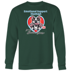 Emotional Support Human - Boston Terrier dog design on a green sweatshirt