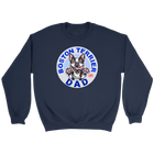 a dark blue crewneck sweatshirt featuring the Boston Terrier Dad design on the front 