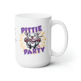 Mom's Mug - Red Nose Pittie Party Cute Happy White Pit Bull Dog Ceramic Mug 15oz