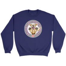 Load image into Gallery viewer,  a putple unisex sweatshirt featuring the original Golden Retriever dog artwork by OMG You&#39;re Home!