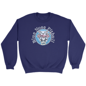 Purple crewneck sweatshirt featuring a Blue Nose Pitbull dog design by OMG you're Home