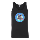 a black tank top with the OMG You're Home! Boston Terrier dog Mom design on the front 