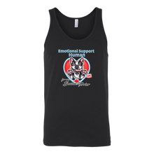 Load image into Gallery viewer, a black tank featuring the Boston Terrier dog design in the Emotional Support Human collection. Great gift idea for the Bostie dog lover. 