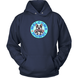 front view of a navy blue hoodie