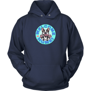 front view of a navy blue hoodie