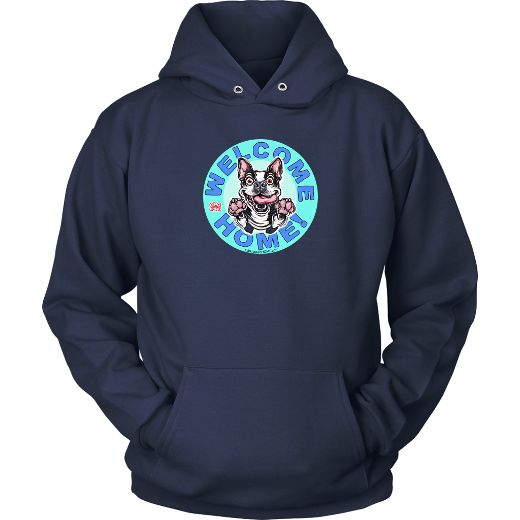 front view of a navy blue hoodie