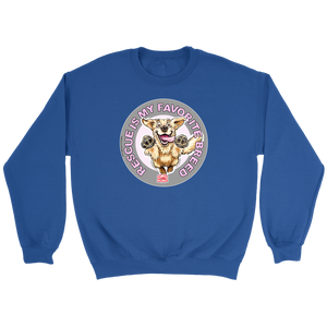  a blue unisex sweatshirt featuring the original Golden Retriever dog artwork by OMG You're Home!