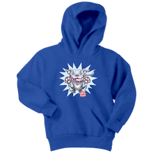 Load image into Gallery viewer, Front view of a youth royal blue hoodie featuring the OMG Blue Nose Pit Bull design