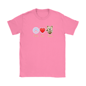 Peace Love Yorkie - Gildan Womens T-Shirt for the Yorkshire Terrier Dog Lover