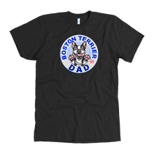 Load image into Gallery viewer, A men&#39;s black t-shirt featuring the original OMG You&#39;re Home Boston Terrier dog design on the front