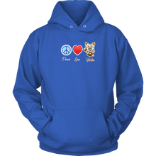 Load image into Gallery viewer, Peace Love Yorkie - Unisex Hoodie for the Yorkshire Terrier Dog Lover