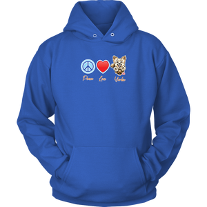 Peace Love Yorkie - Unisex Hoodie for the Yorkshire Terrier Dog Lover