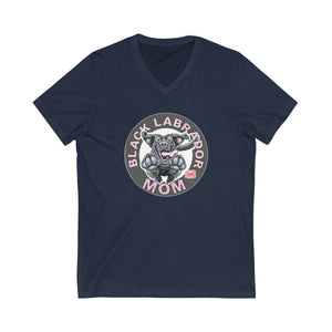 Black Labrador Retriever Dog Mom Jersey Short Sleeve V-Neck Tee