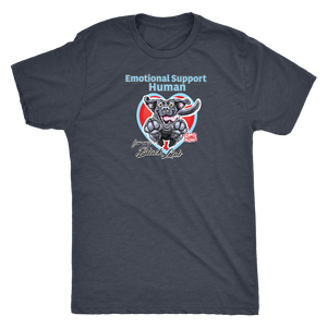  grey t-shirt with the Emotional Support Human design with the OMG excited black labrador retriever