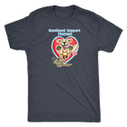 a grey Next Level Mens Triblend featuring the OMG You're Home Emotional Support Human - Golden Retriever dog design. 