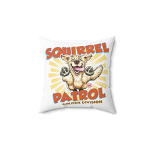 Load image into Gallery viewer, Cute Golden Retriever Squirrel Patrol - Spun Polyester Square Pillow 14&quot;x14&quot;