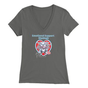 Emotional Support Human - Blue Nose Pitbull Womens V-Neck for Pittie Dog Lovers