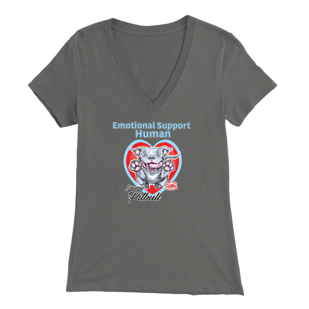 Emotional Support Human - Blue Nose Pitbull Womens V-Neck for Pittie Dog Lovers