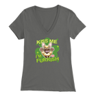 Kiss me I'm furrish -Fawn Frenchie Dog - Bella Womens V-Neck