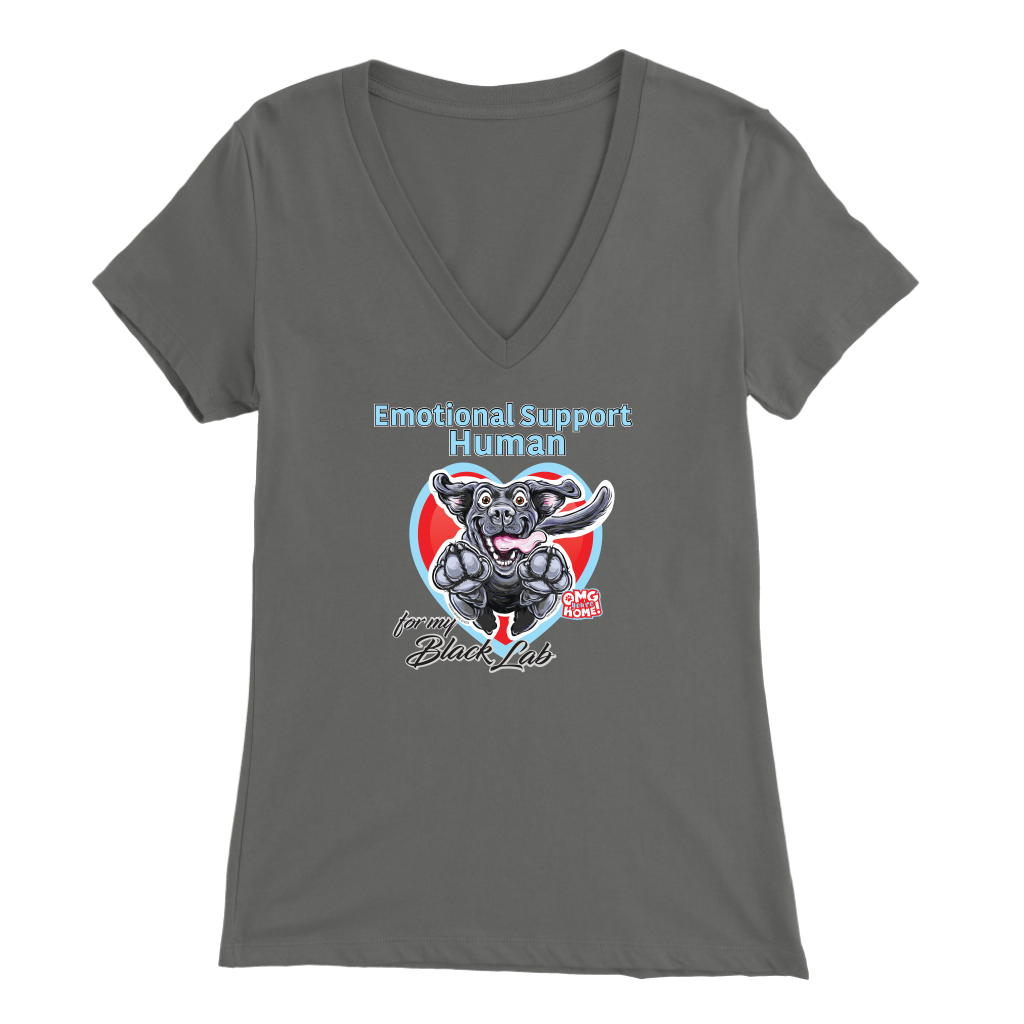 Emotional Support Human - Black Labrador Retriever - Womens V-Neck for Dog Lovers