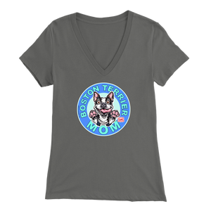 Boston Terrier Mom - Bella Womens V-Neck for the Bostie Mom