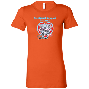 Womens orange t-shirt with Emotional Support Human for my Blue Nose Pitbull design on front