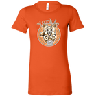 a womans bright orange t-shirt with a yorkshire terrier dog drawing on the front