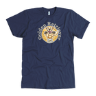 a mens navy blue t-shirt featuring the original Golden Retriever artwork by OMG You're Home on the front